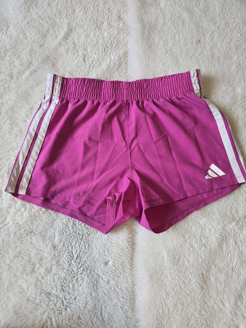 adidas Girls Athletic Activewear Shorts Pink White XL Elastic Waist Gym Training